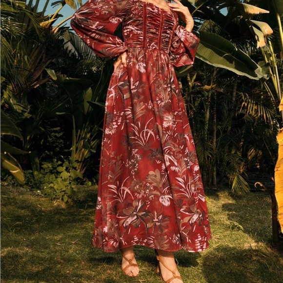 Autumn in Posh C 🍁 | Euro Style Wine Glow Maxi Dress - Picture 1 of 12